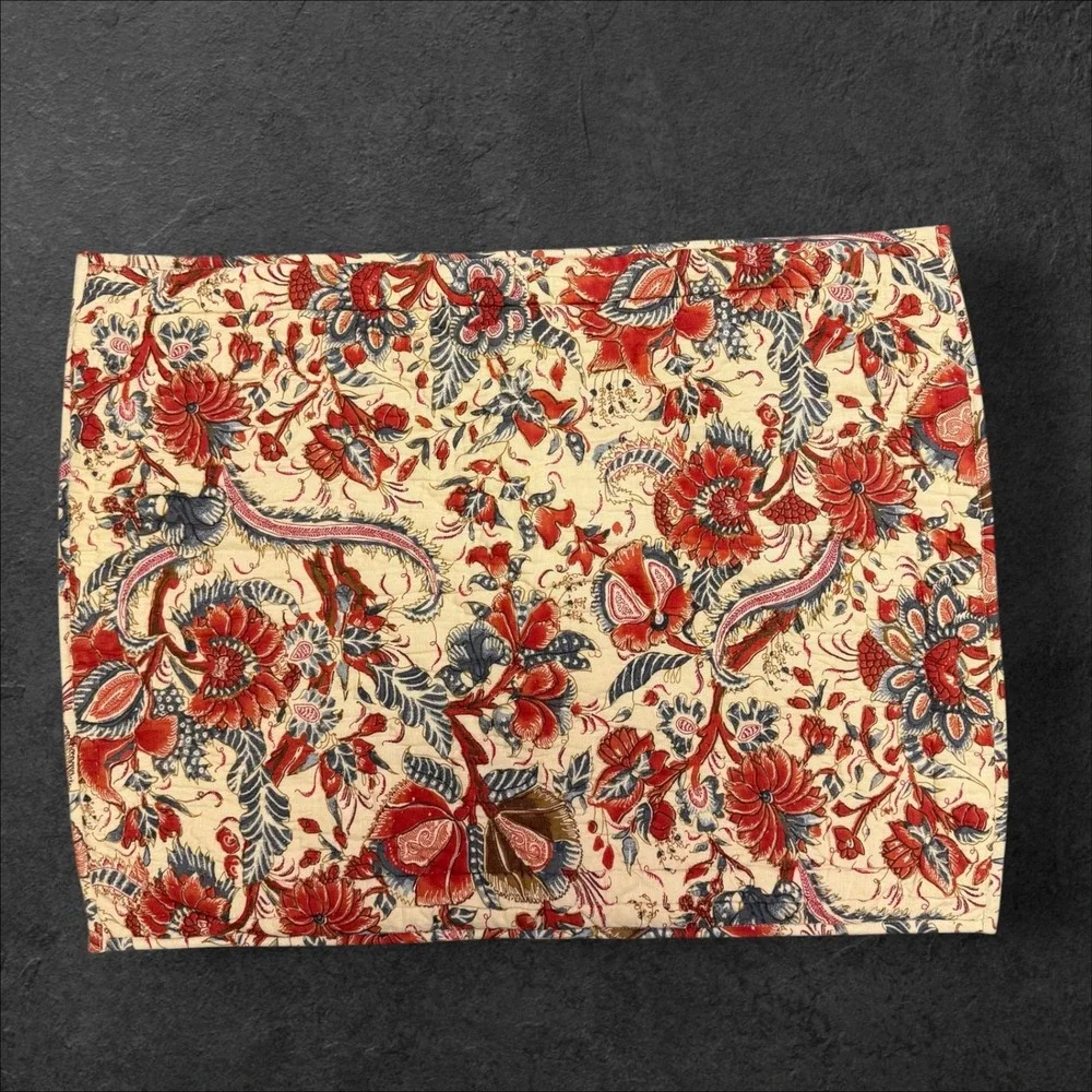 Pottery Barn Jordan Palampore‎ Standard Quilted Pillow Shams Set of 2  Red Blue